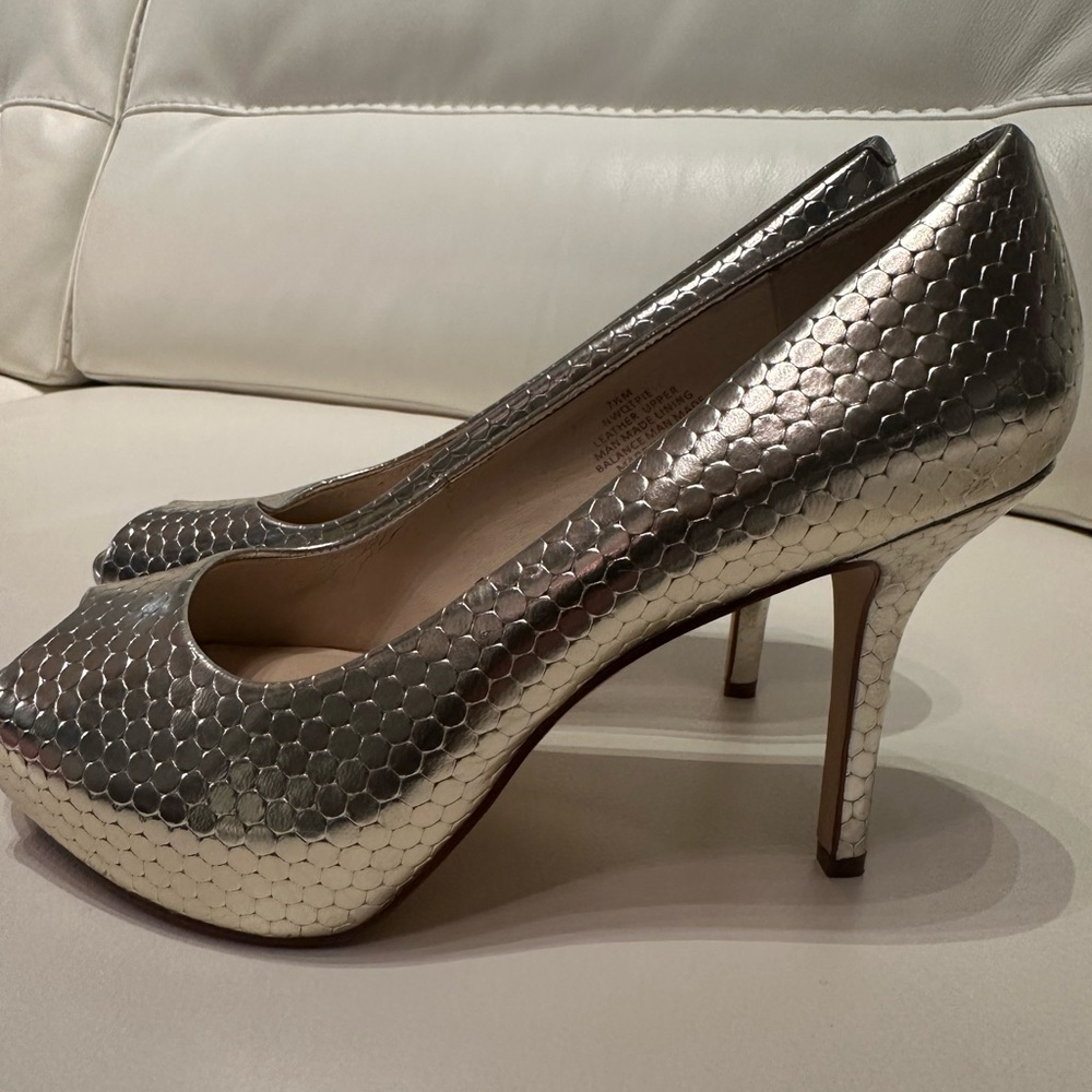 Nine West Metallic Gold Textured Heels